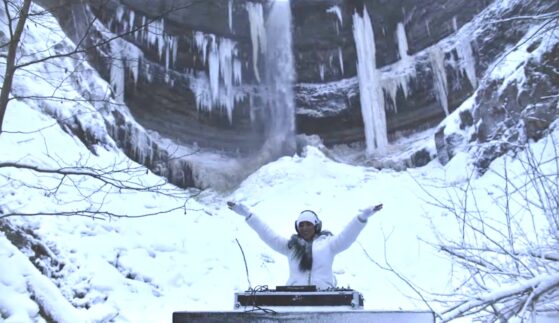 ROMILY - LIVE DJ MIX under the Frozen Waterfall with drums